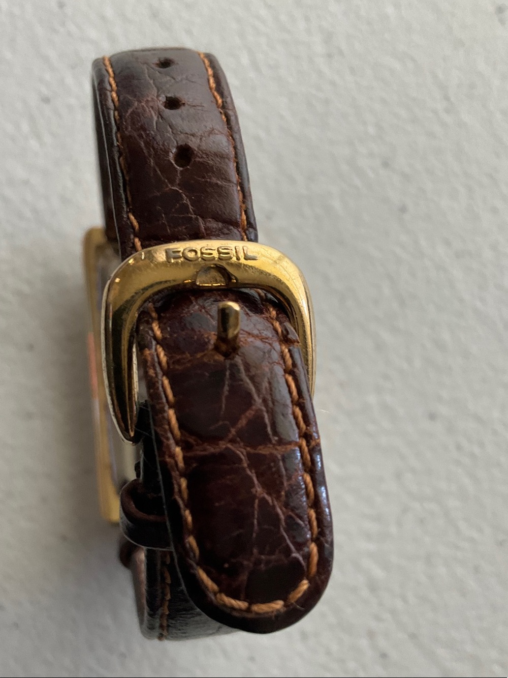 Fossil Gold-Tone Dual-Subdial Watch with Dark Brown Leather Strap - Picture 5 of 9